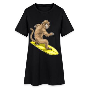 Monkey Surfing Surfboard Summer - Women’s T-Shirt Dress - black - Front