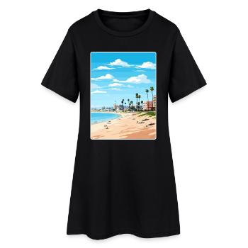 Manhattan Beach Californie Affiche de voyage souvenir - Robe T-shirt Femme - noir - Devant