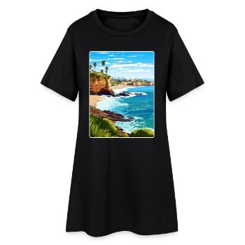 Corona Del Mar Kalifornien Reiseposter Souvenir - Frauen T-Shirt-Kleid - Schwarz - Vorne