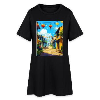 Hoi An Vietnam Reise Poster Souvenir Malerei WPA - Frauen T-Shirt-Kleid - Schwarz - Vorne