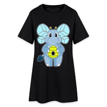 Nid d’abeilles éléphants - Robe T-shirt Femme - noir - Devant