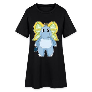 Papillon éléphant - Robe T-shirt Femme - noir - Devant