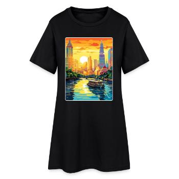 Bangkok Thaïlande Affiche de voyage thaïlandaise Souvenir WPA - Robe T-shirt Femme - noir - Devant