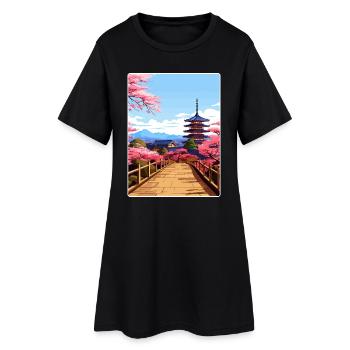 Kyoto Japon Affiche de voyage Souvenir Carte Postale Peinture - Robe T-shirt Femme - noir - Devant