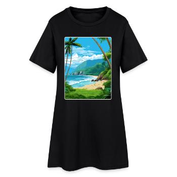 American Samoa National Park Travel Poster Card - Women’s T-Shirt Dress - black - Front