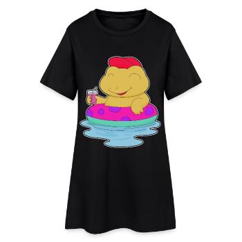Été de nage dans la nage des grenouilles - Robe T-shirt Femme - noir - Devant
