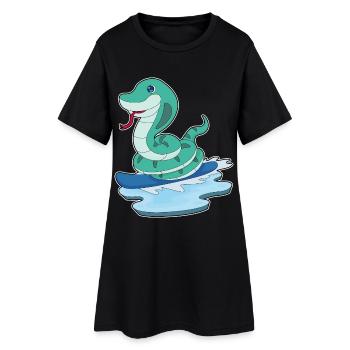 Schlange Snowboarder Snowboard - Frauen T-Shirt-Kleid - Schwarz - Vorne