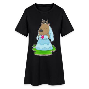 Reindeer Bridal Heart Wedding - Women’s T-Shirt Dress - black - Front
