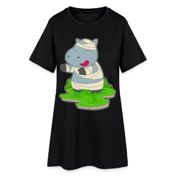 Hippopotamus Halloween Mummy - Women’s T-Shirt Dress - black - Front