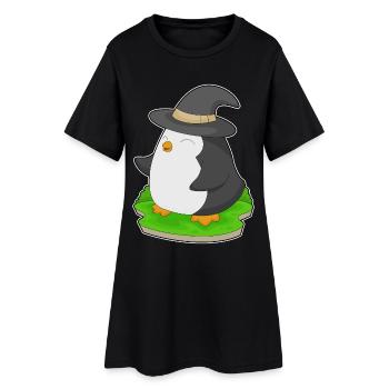Pingouin Halloween Sorcière - Robe T-shirt Femme - noir - Devant