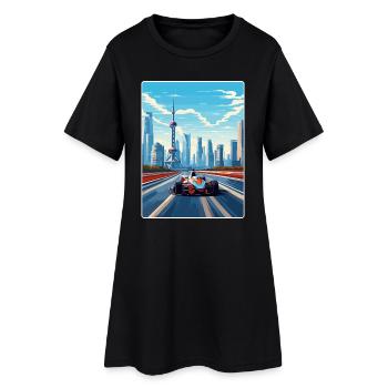 Shanghai Circuit Motorsport Race China Travel Card - Robe T-shirt Femme - noir - Devant