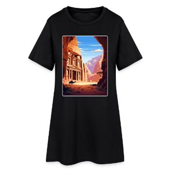 Petra Jordan Affiche de voyage Souvenir Carte Postale Peinture - Robe T-shirt Femme - noir - Devant