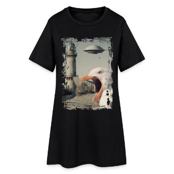 UFO - Möwe - Rostock - Teepot - Warnemünde - Frauen T-Shirt-Kleid - Schwarz - Vorne