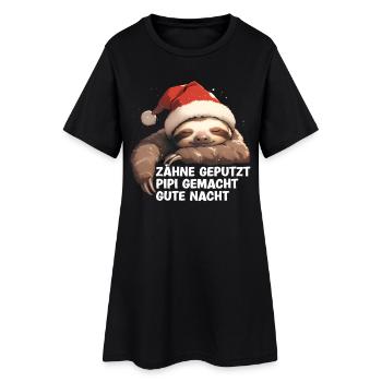 Teeth Brushed Goodnight Sloth Sleep Shirt - Women’s T-Shirt Dress - black - Front