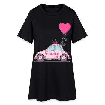 Coeur de police rose - Robe T-shirt Femme - noir - Devant
