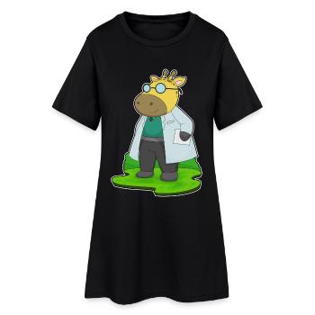 Girafe Docteur Blouse de Docteur - Robe T-shirt Femme - noir - Devant