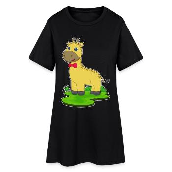Giraffe Schleife - Frauen T-Shirt-Kleid - Schwarz - Vorne