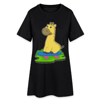 Girafe Skater Skateboard - Robe T-shirt Femme - noir - Devant