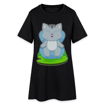 Katze Sessel - Frauen T-Shirt-Kleid - Schwarz - Vorne
