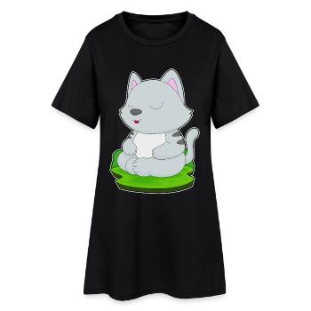 Cat Yoga Fitness Meditation - Women’s T-Shirt Dress - black - Front