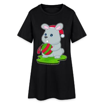 Boule de Noël de Noël Bunny - Robe T-shirt Femme - noir - Devant