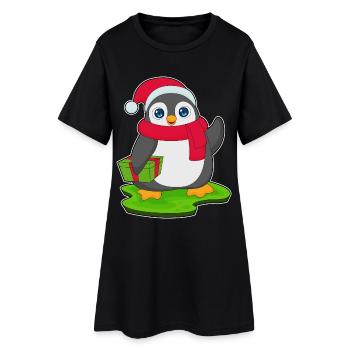 Pinguin Weihnachten Winter - Frauen T-Shirt-Kleid - Schwarz - Vorne