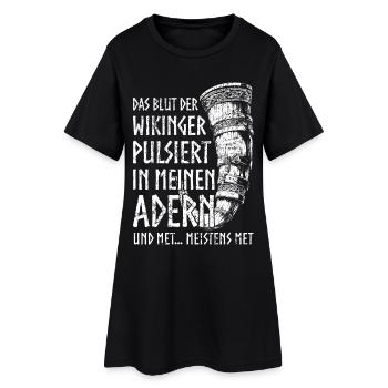 Lustiger Trinkspruch Met Trinkhorn Germanen Humor - Frauen T-Shirt-Kleid - Schwarz - Vorne