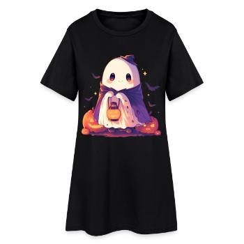 Halloween Ghost Ghost Citrouille Cadeau - Robe T-shirt Femme - noir - Devant