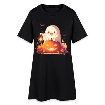 Halloween Ghost Ghost Citrouille Cadeau - Robe T-shirt Femme - noir - Devant