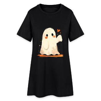 Cute Gespenst Geist Herzchen Halloween Spuk - Frauen T-Shirt-Kleid - Schwarz - Vorne