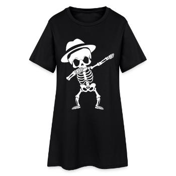 Dabbing Skeleton Funny Halloween Spooky Gift - Women’s T-Shirt Dress - black - Front
