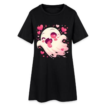 Cute Geist Gespenst Herzchen Halloween Spuk - Frauen T-Shirt-Kleid - Schwarz - Vorne
