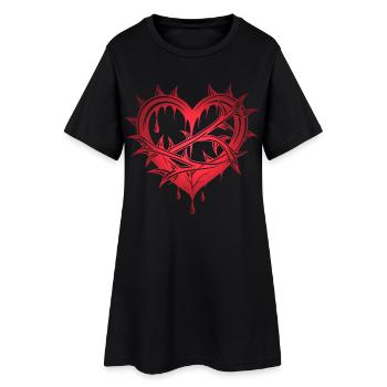 Herz mit dornen - Frauen T-Shirt-Kleid - Schwarz - Vorne