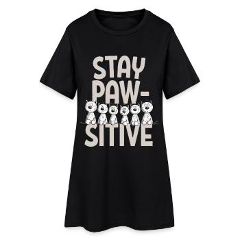 Stay Pawsitive Cats Team Cats Saying - Women’s T-Shirt Dress - black - Front