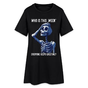 Halloween drôle squelette meme cadeau effrayant - Robe T-shirt Femme - noir - Devant