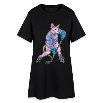Sphynx Cat Bâton De Hockey Sur Glace - Robe T-shirt Femme - noir - Devant