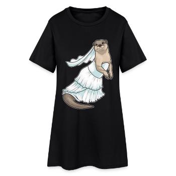 Otter Bridal Wedding Dress Wedding - Women’s T-Shirt Dress - black - Front