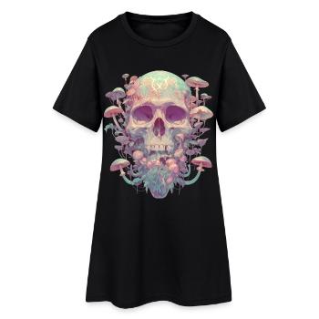Crâne Champignons Crâne Grunge Cottagecore - Robe T-shirt Femme - noir - Devant