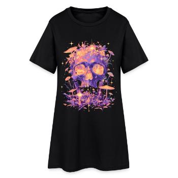 Crâne Champignons Grunge Crâne Cottagecore - Robe T-shirt Femme - noir - Devant