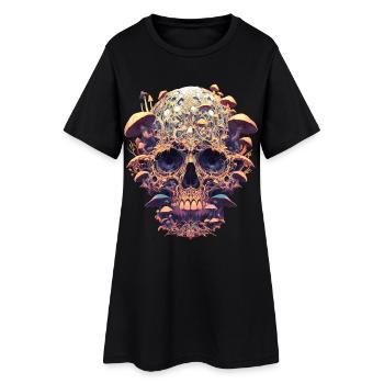 Cottagecore Crâne Champignons Crâne Grunge - Robe T-shirt Femme - noir - Devant