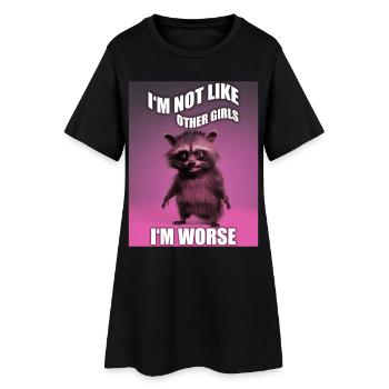 Je ne suis pas comme les autres filles drôle raton laveur Meme - Robe T-shirt Femme - noir - Devant