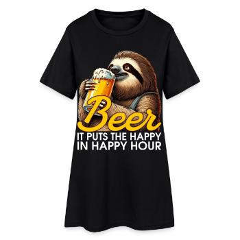 Happy Hour Beer Sloth Gift - Women’s T-Shirt Dress - black - Front