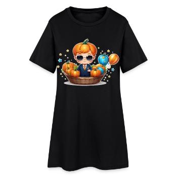 Citrouille garçon avec lunettes de soleil Halloween - Robe T-shirt Femme - noir - Devant