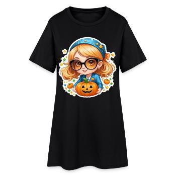 Fille citrouille pour Halloween - Robe T-shirt Femme - noir - Devant