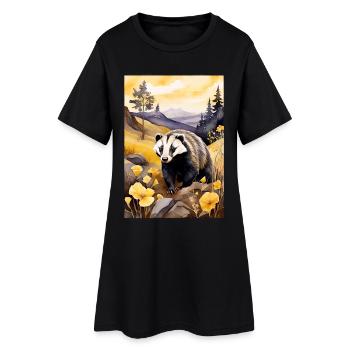Blaireau à l’automne doré - Robe T-shirt Femme - noir - Devant