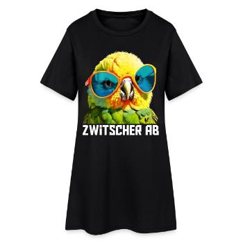 Zwitscher Ab Wellensittich - Frauen T-Shirt-Kleid - Schwarz - Vorne
