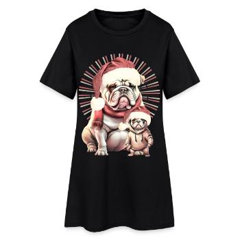 Duo Bouledogue de Noël - Robe T-shirt Femme - noir - Devant