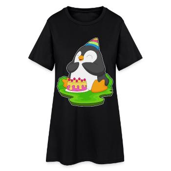 Gâteau d’anniversaire pingouin - Robe T-shirt Femme - noir - Devant