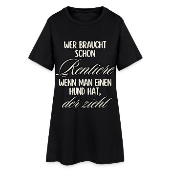Hund zieht Rentiere Textdesign - Frauen T-Shirt-Kleid - Schwarz - Vorne