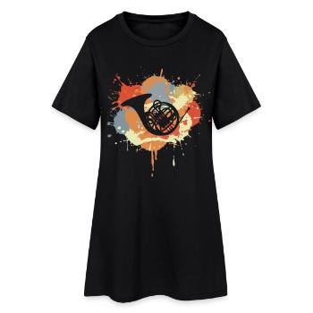 Dessin de la corne - Robe T-shirt Femme - noir - Devant